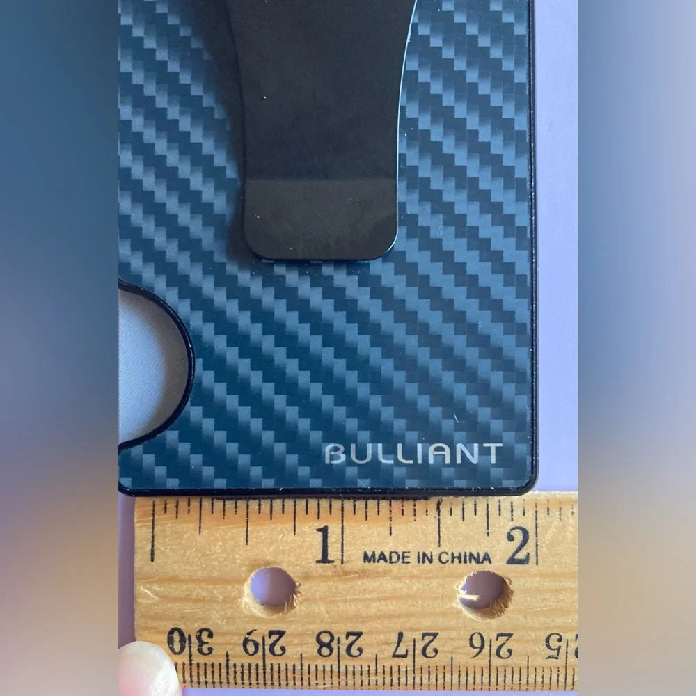 NWT Men’s Bulliant RFID Blocking Carbon Fiber Slim Wallet W/Money Clip